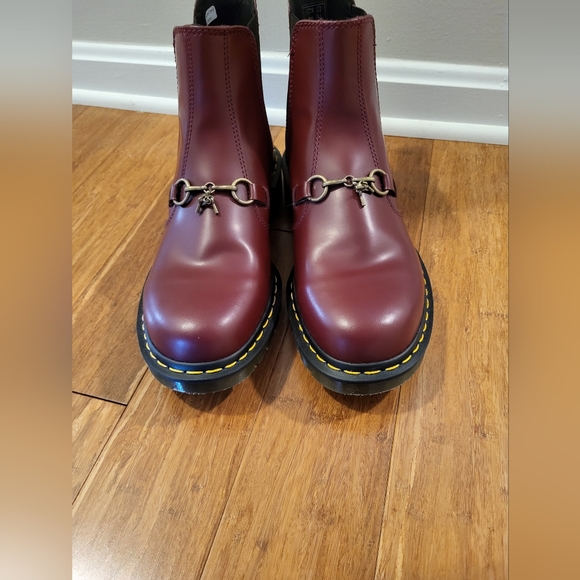 Dr. Martens x Needles Snaffle Chelsea Cherry Red Smooth Boots Size 11 Men's - Picture 3 of 11